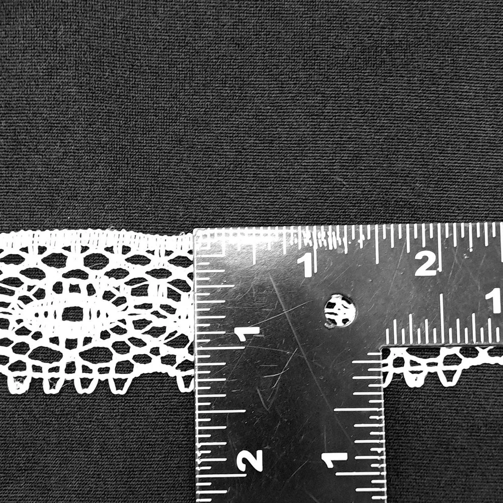 Vintage Lace Trim 1990s 12 Feet Cotton White Geometric Eyelet Scalloped Edge